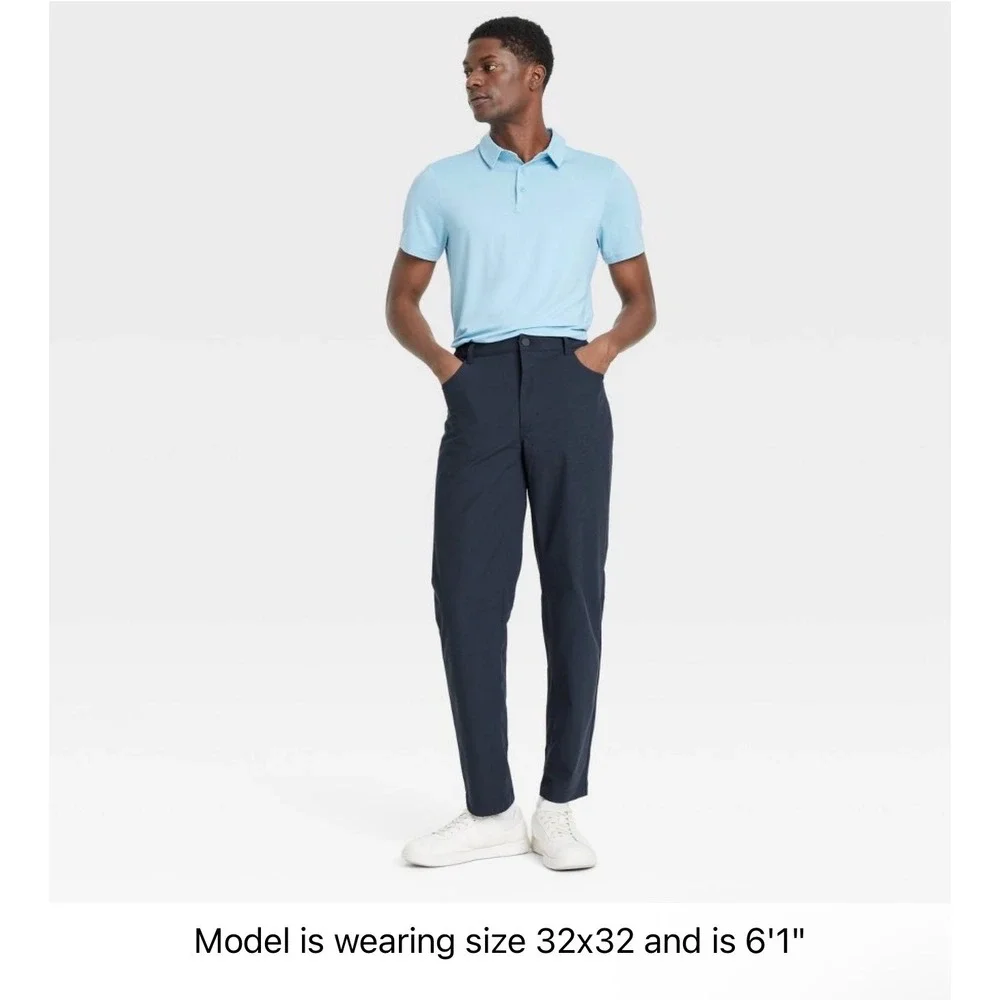 All In Motion Mens 360 Lifestyle Relaxed Fit 5-Pocket Pant Navy Blue 32x30 UPF50